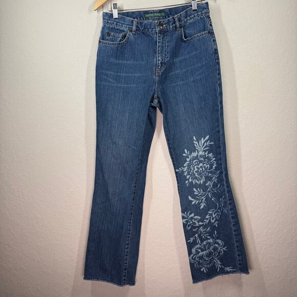 Vintage Women's Lauren Jeans Co. Ralph Lauren Floral Print Jeans Size 6 - Picture 2 of 7